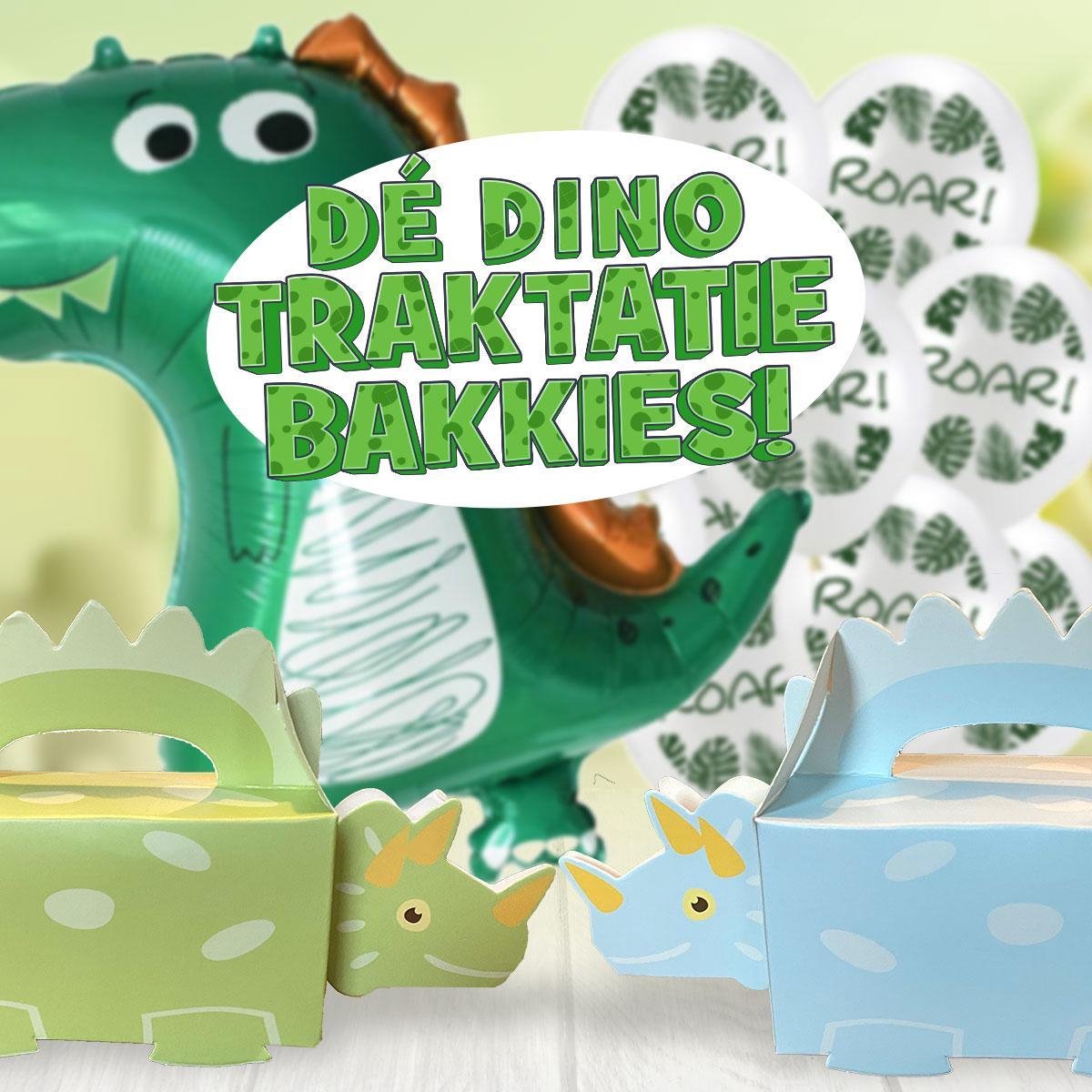 Hét dino bakkies pakket! 20 Dino Bakkies Groen & Blauw inc XXL Dino ballon én dino ballonnen | Jarig? en Dinofan, trakteer je zelfgevouwen dinos! | De enige échte dino traktatie uitdeel doosjes van hoge kwaliteit dik karton